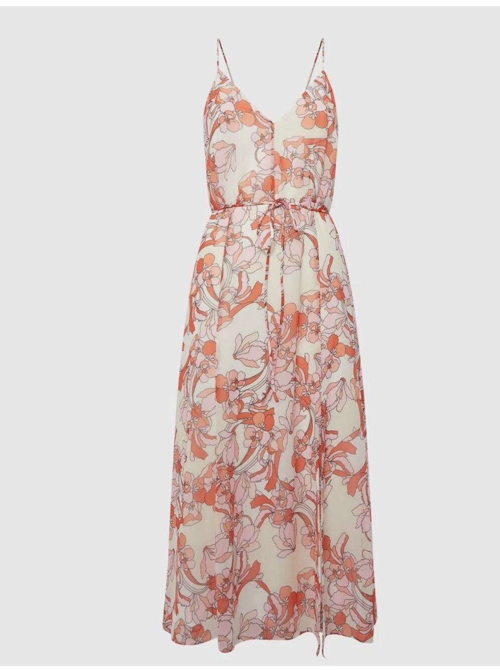 REISS Pale Pink Pippa Floral Printed Midi Dress Size 10 NWT